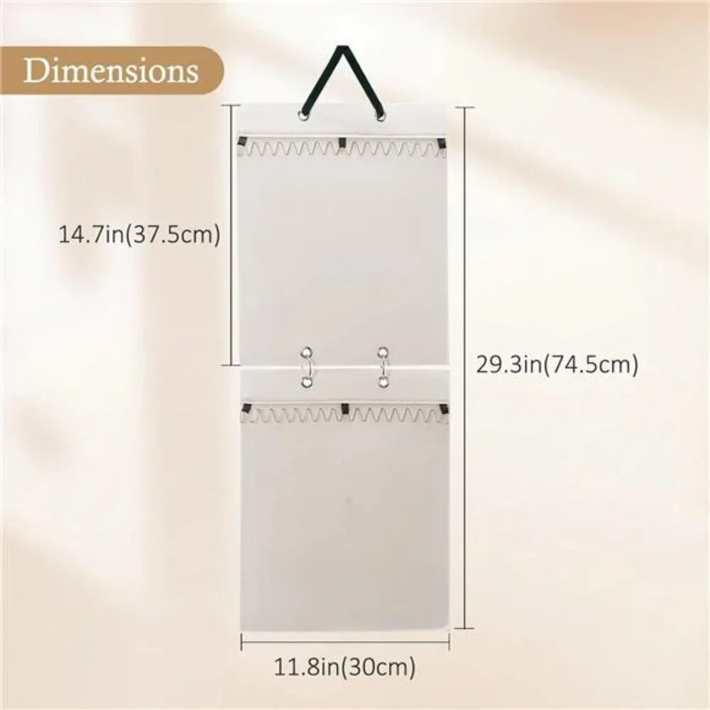 Hanging Necklace Holder Jewelry Organizer with 30 Hooks Wall Closet Door Storage